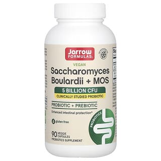 Jarrow Formulas, Vegan Saccharomyces Boulardii + MOS, veganes Ergänzungsmittel mit Saccharomyces boulardii + MOS, 5 Milliarden KBE, 90 pflanzliche Kapseln