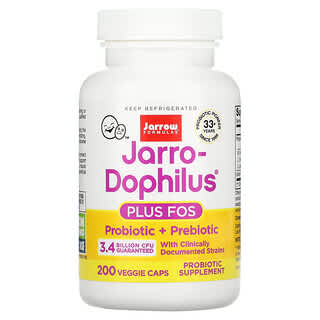 Jarrow Formulas, Jarro-Dophilus Plus FOS, 3.4 Billion CFU, 200 Veggie Caps