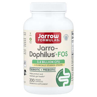 Jarrow Formulas, Jarro-Dophilus® vegano con FOS, 200 cápsulas vegetales