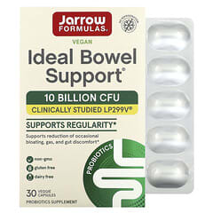 Jarrow Formulas, Ideal Bowel Support, Suplemento vegano de refuerzo intestinal ideal, 10.000 millones de UFC, 30 cápsulas vegetales