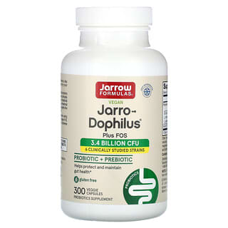 Jarrow Formulas‏, Vegan Jarro-Dophilus Plus FOS, 300 Veggie Capsules