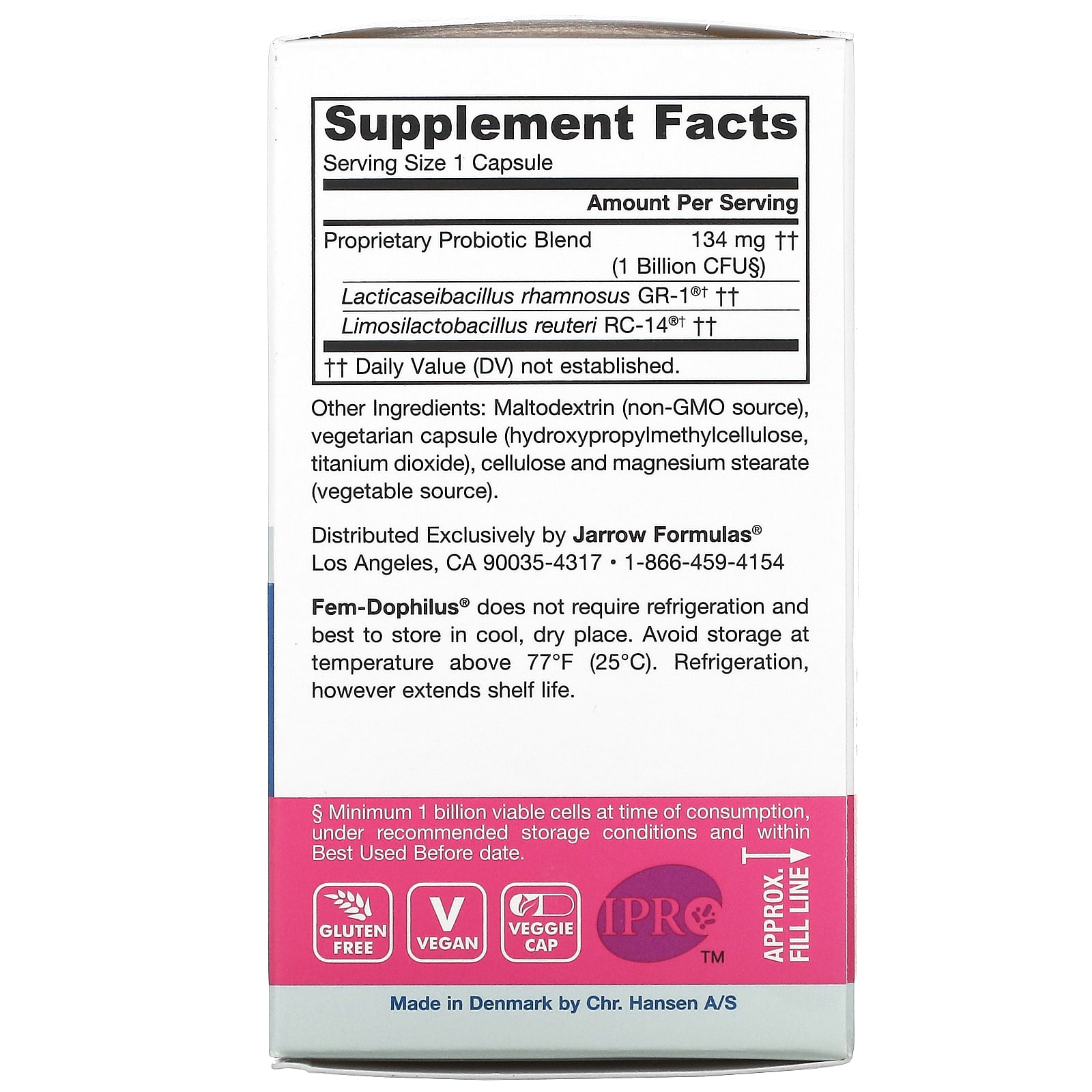 Jarrow Formulas 女性fem Dophilus 60 粒素食胶囊