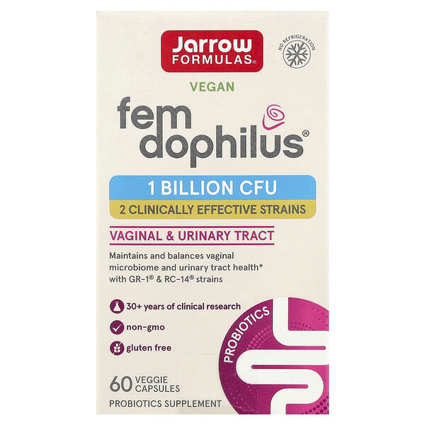 Jarrow Formulas, Fem Dophilus, веганские пробиотики для женщин, 1 млрд КОЕ, 60 растительных капсул
