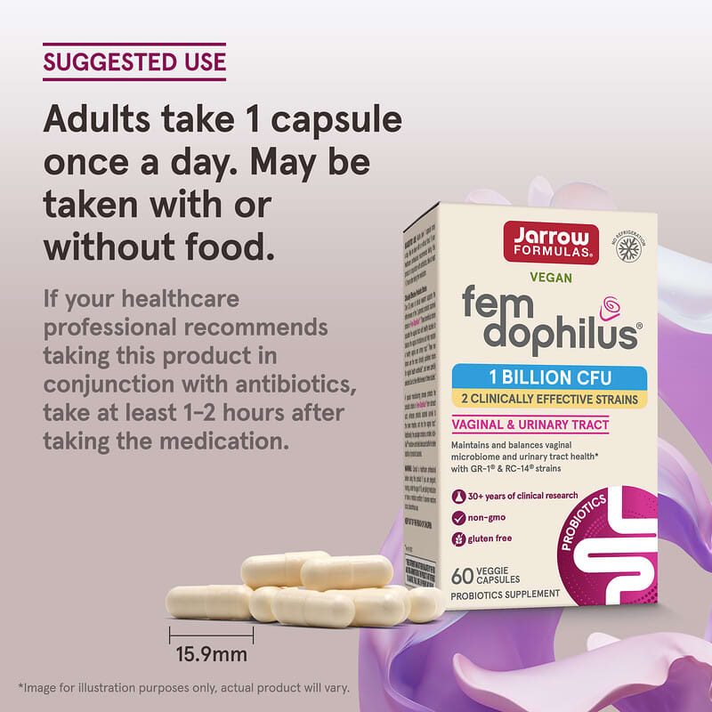 Jarrow Formulas, Fem Dophilus, добавка для жіночого здоров’я, 60 веганських капсул