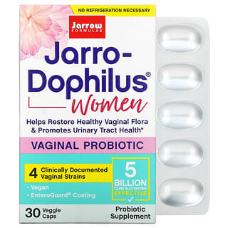 Jarrow Formulas, Jarro-Dophilus, Probiótico para la salud vaginal, Mujeres, 5000 millones, 30 cápsulas vegetales 