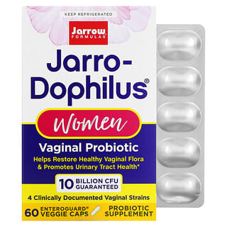Jarrow Formulas, مكمل Jarro-Dophilus، بروبيوتيك مهبلي، للنساء، 10 مليار، 60 كبسولة نباتية من Enteroguard