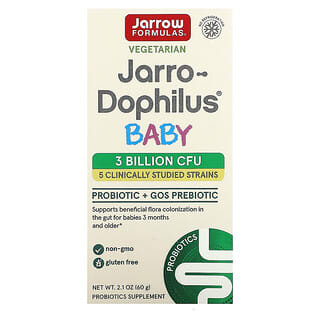 Jarrow Formulas, Jarro-Dophilus para bebés, vegetariano, 3 meses en adelante, 3000 millones de UFC, 60 g (2,1 oz)