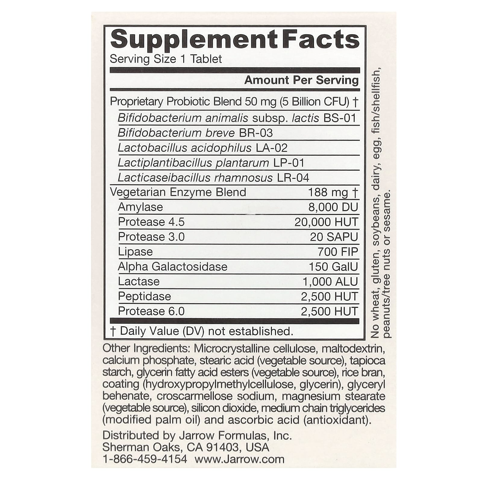 Jarrow Formulas, Vegan Jarro-Dophilus, Digest Sure, 5 Billion CFU, 30 ...