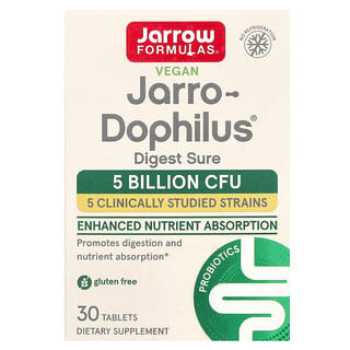 Jarrow Formulas, 全素 Jarro-Dophilus，Digest Sure，50 億 CFU，30 片