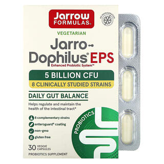 Jarrow Formulas, Jarro-Dophilus, ЭПС, пищеварительный пробиотик, 5 млрд КОЕ, 30 растительных капсул Enteroguard
