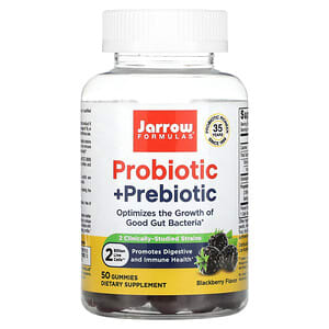 Jarrow Formulas, Probiotic + Prebiotic, Blackberry, 2 Billion, 50 Gummies