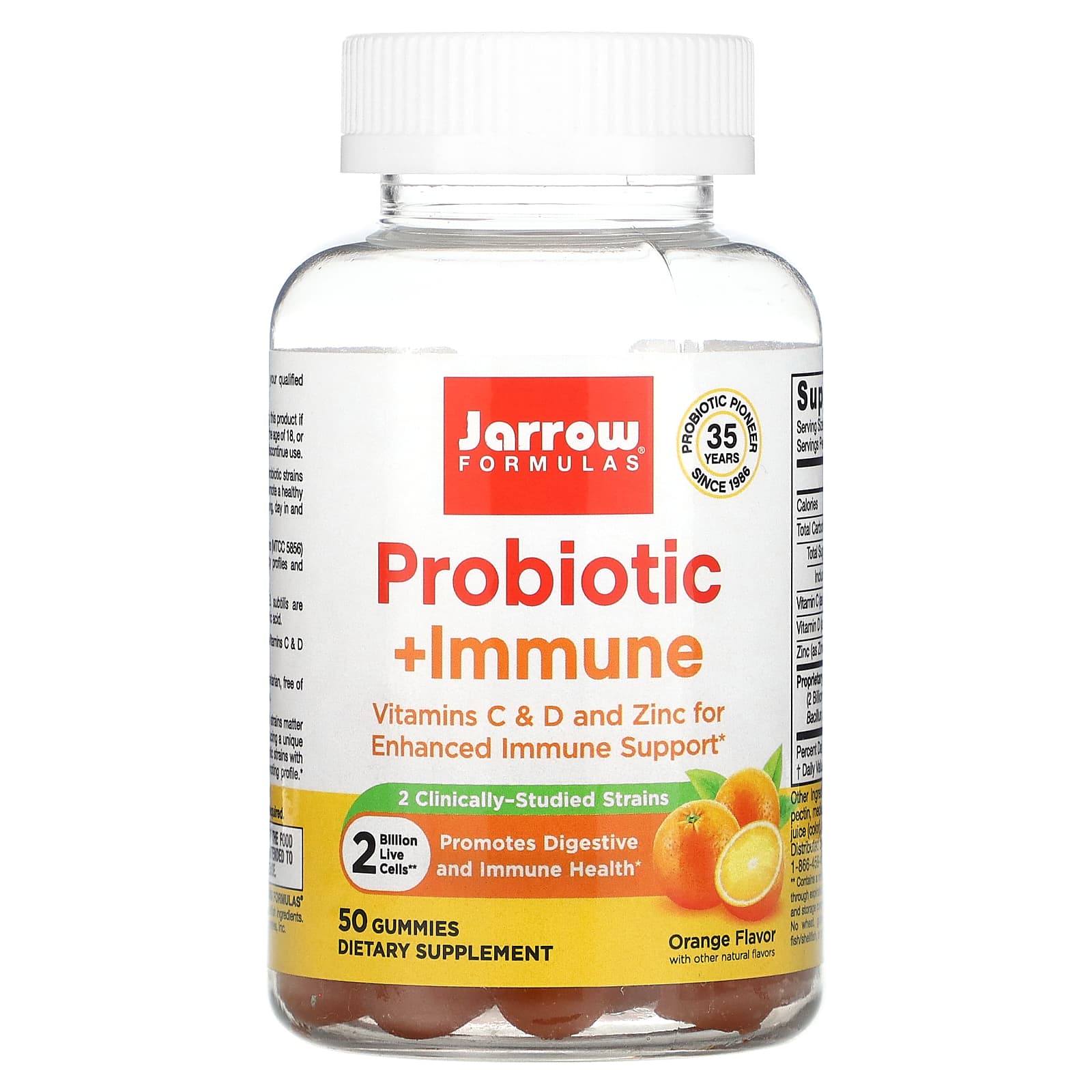 Jarrow Formulas, Probiotic + Immune, Orange, 2 Billion, 50 Gummies