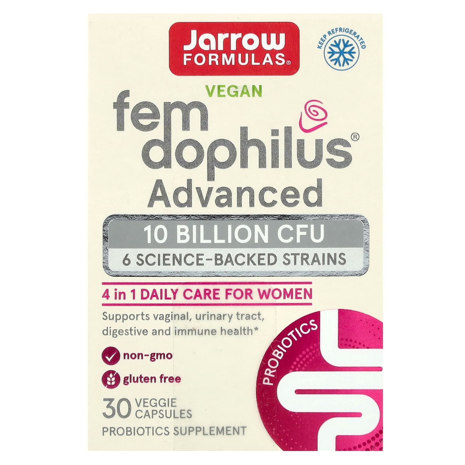 Vegan Fem Dophilus Advanced, 10 Billion CFU (104 mg), 30 Veg Capsules