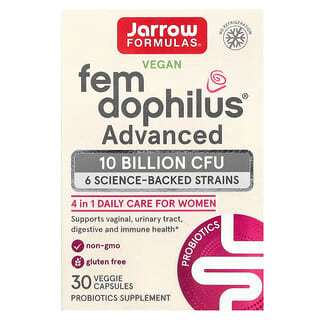 Jarrow Formulas, Fem Dophilus vegano, Avanzado, 10.000 millones de UFC, 30 cápsulas vegetales