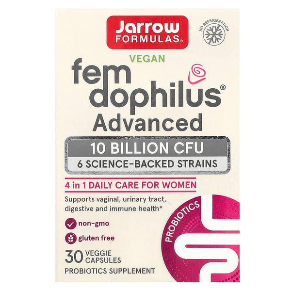 Jarrow Formulas, 全素 Fem Dophilus，高級，100 億 CFU，30 粒素食膠囊