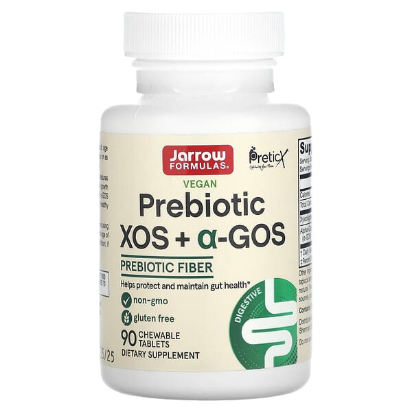 Jarrow Formulas, 프리바이오틱 XOS + aGOS, 프리바이오틱 섬유소, 츄어블 90정