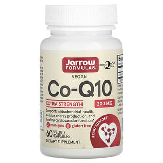 Jarrow Formulas, веганский коэнзим Q10, 200 мг, 60 растительных капсул