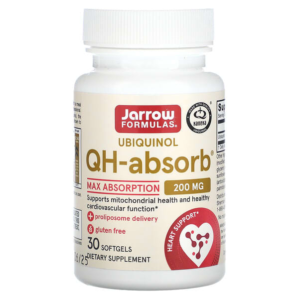 Jarrow Formulas, Ubiquinol, QH-Absorb, 200 mg, 30 cápsulas blandas