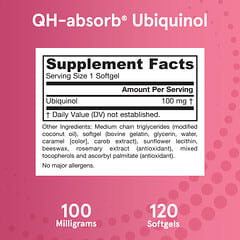 Jarrow Formulas, Ubiquinol, QH-Absorb, 100 mg, 120 cápsulas blandas