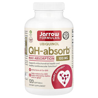 Jarrow Formulas, QH-Absorb, убихинол, максимальное усвоение, 100 мг, 120 капсул