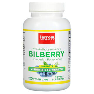 Jarrow Formulas, Bilberry + Grapeskin Polyphenols, 280 mg, 120 Cápsulas Vegetais