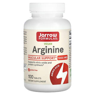 Jarrow Formulas, Arginina vegana, 1000 mg, 100 comprimidos