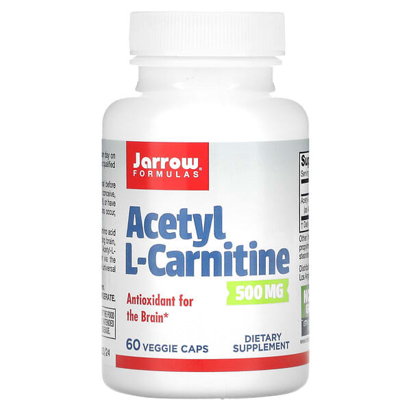 Jarrow Formulas, Ацетил L-карнітин, 500 мг, 60 вегетаріанських капсул