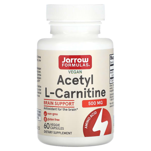 Jarrow Formulas, ацетил-L-карнитин, 500 мг, 60 растительных капсул