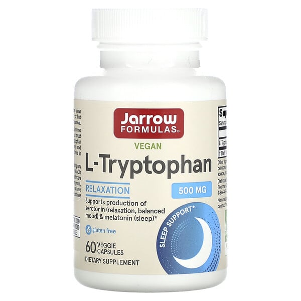 Jarrow Formulas, L-Triptófano, 500 mg, 60 cápsulas