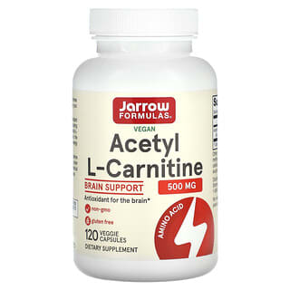 Jarrow Formulas, Веганский ацетил L-карнитин, 500 мг, 120 растительных капсул