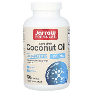 Jarrow Formulas, Huile de coco extra-vierge, 1000 mg, 120 capsules à enveloppe molle