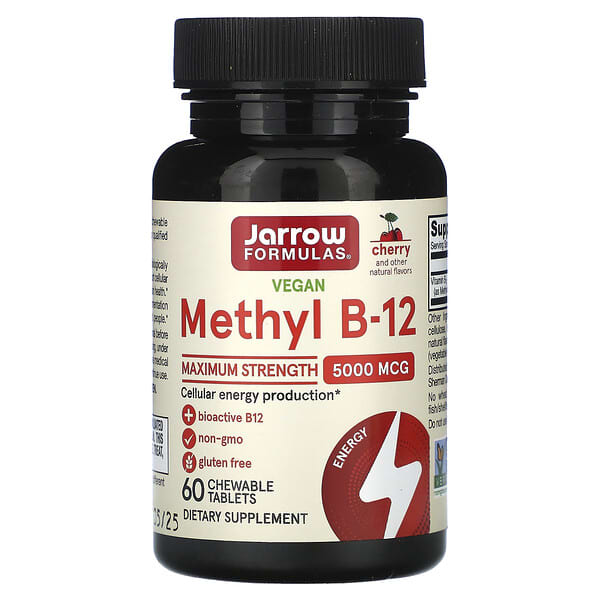 Jarrow Formulas, Methyl B-12, Maximum Strength, Methyl B-12, maximale Stärke, Kirschgeschmack, 5,000 mcg, 60 Kautabletten