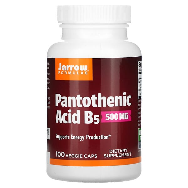 Jarrow Formulas, Pantothenic Acid B5, 500 mg, 100 Veggie Caps