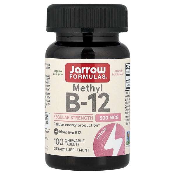 Jarrow Formulas Methyl B-12, Fruit, 500 mcg, 100 Chewable Tablets