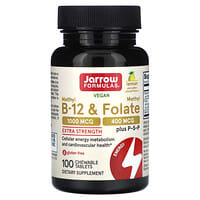 Jarrow Formulas, веганский метил B12 и метилфолат, повышенная сила действия, со вкусом лимона, 100 жевательных таблеток