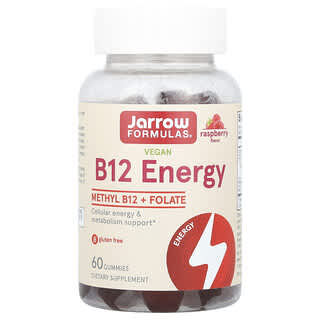 Jarrow Formulas, Gomas Veganas de B12 Energy, Framboesa, 60 Gomas