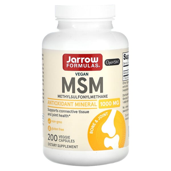 Jarrow Formulas, Vegan MSM, 1,000 mg, 200 Veggie Capsules