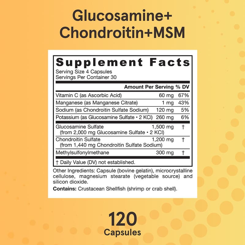 Jarrow Formulas, Glucosamina, condroitina y MSM con manganeso y vitamina C, 120 cápsulas