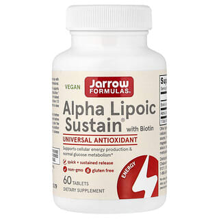 Jarrow Formulas, Alpha-lipoïque Sustain à la biotine, 300 mg, 60 comprimés