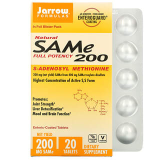 Jarrow Formulas, SAMe 200、S-アデノシル-L-メチオニン、200mg、タブレット20粒