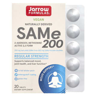 Jarrow Formulas, SAMe 200, 200 mg, 20 comprimidos