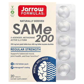 Jarrow Formulas, SAMe 200, 200 мг, 20 таблеток