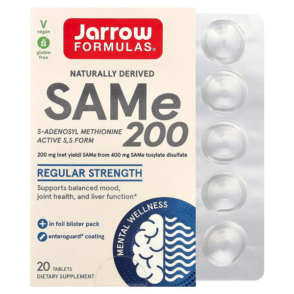 Jarrow Formulas, SAMe 200, 200 mg, 20 comprimés