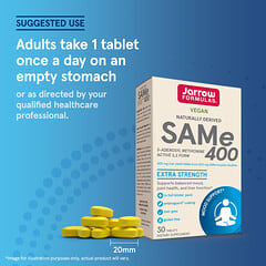Jarrow Formulas, SAMe (Disulfate Tosylate), 400 mg, 30 Enteric Coated Tablets