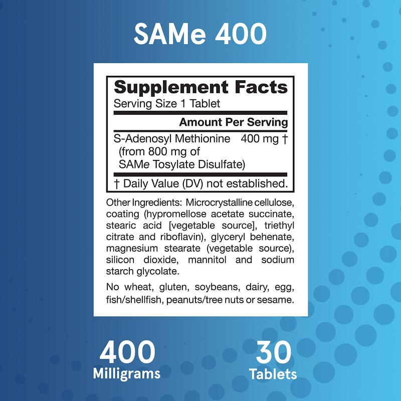 Jarrow Formulas, SAMe (Disulfattosylat), 400 mg, 30 magensaftresistente Tabletten