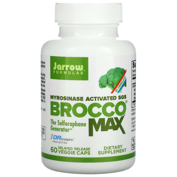 Jarrow Formulas, BroccoMax, SGS activado por mirosinasa, 60 cápsulas vegetales de liberación retardada