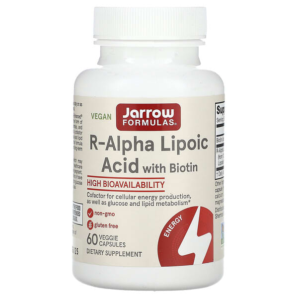 Jarrow Formulas, Acide R-alpha-lipoïque + Biotine, 60 capsules végétariennes
