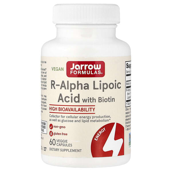 Jarrow Formulas, R-알파리포산, 비오틴 함유, 베지 캡슐 60정