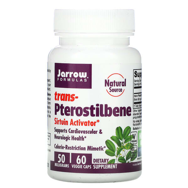 Jarrow Formulas, Trans-Pterostilbene, 50 mg, 60 Veggie Caps