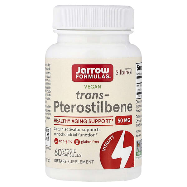 Jarrow Formulas, 트랜스-프테로스틸벤, 50mg, 베지 캡슐 60정